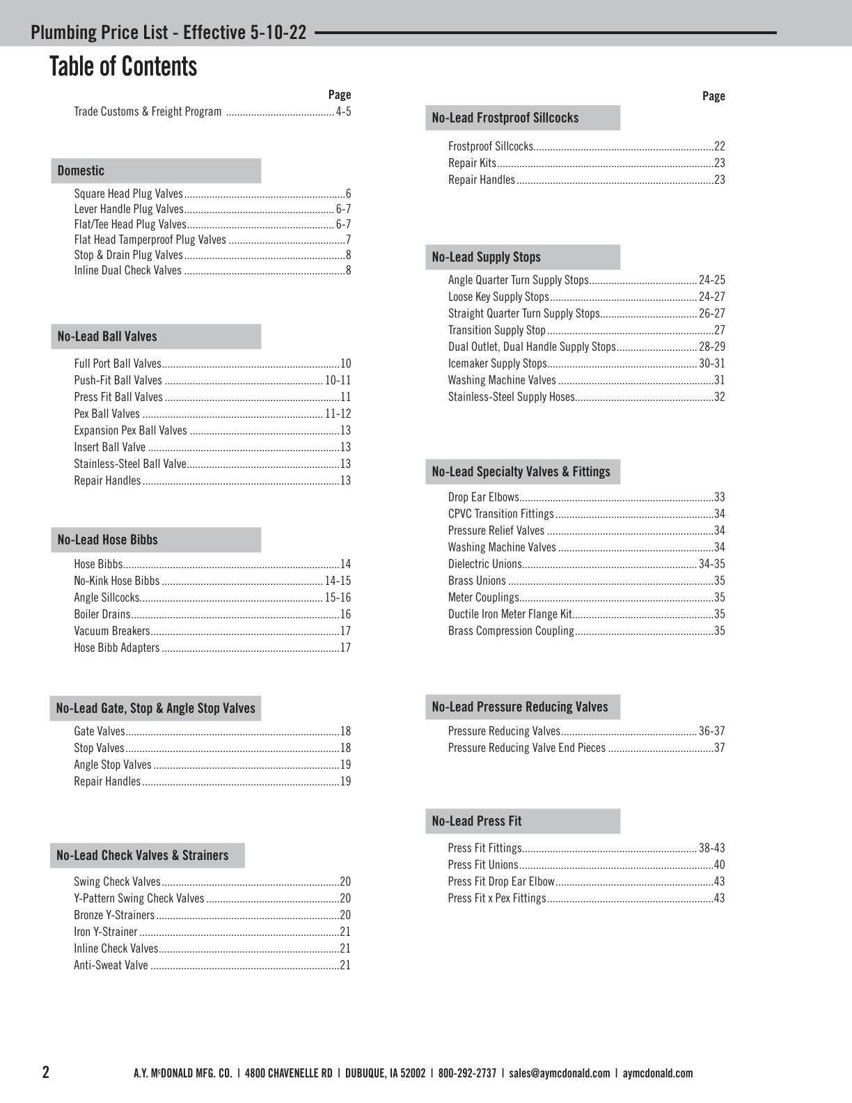 Plumbing Price List Catalog
