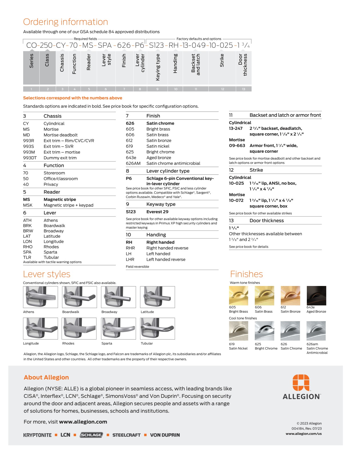 Allegion EAC Catalog