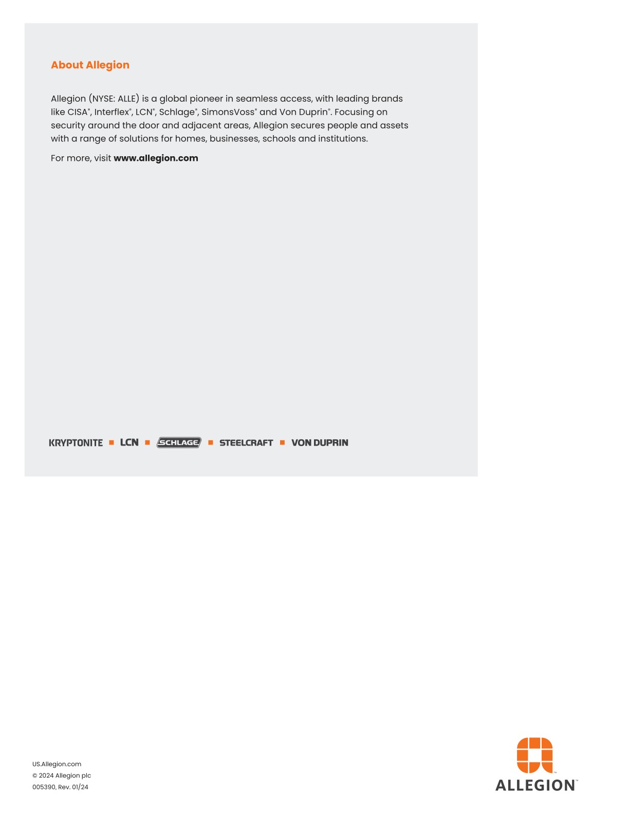 Allegion EAC Catalog