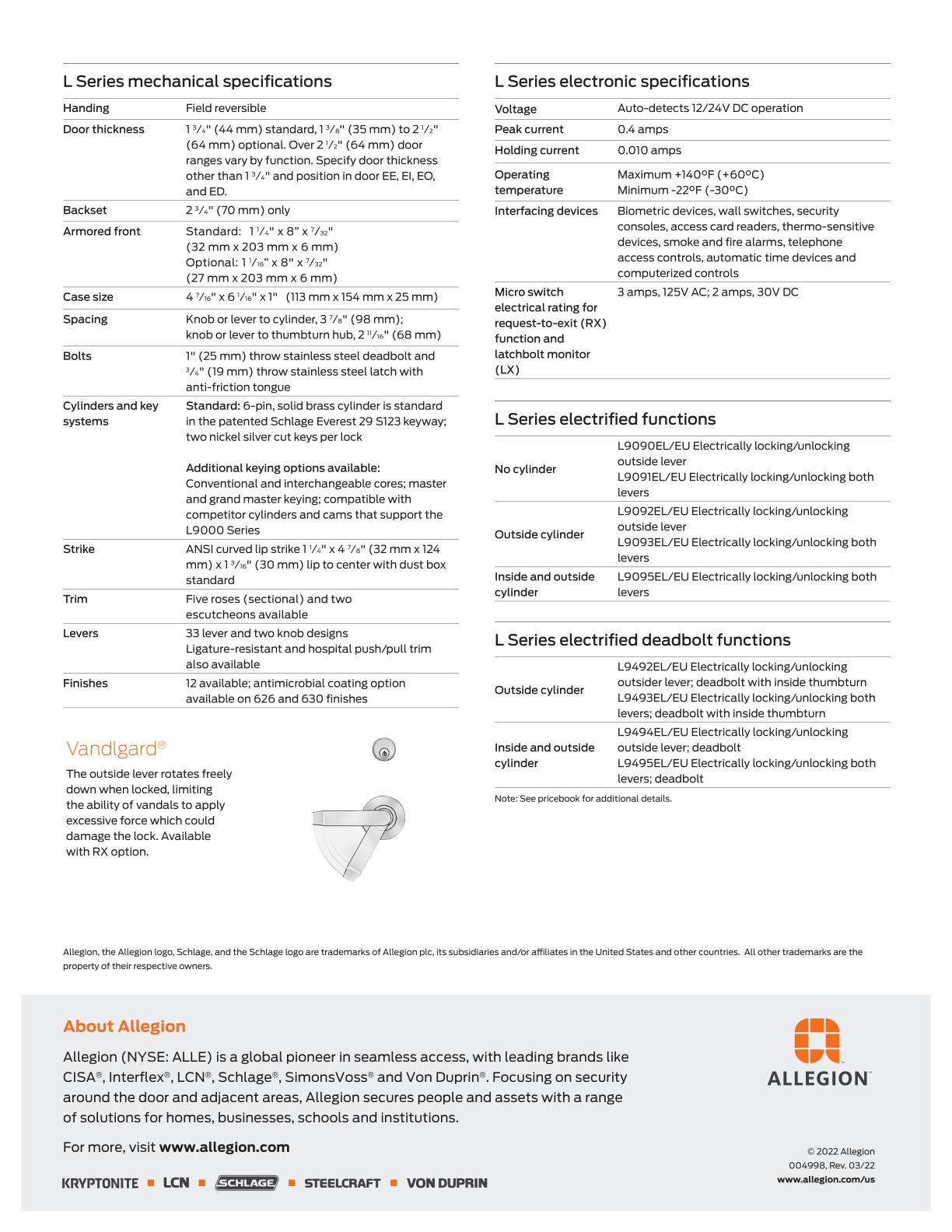 Allegion EAC Catalog