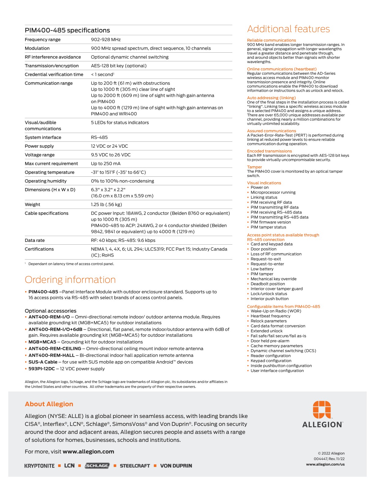 Allegion EAC Catalog