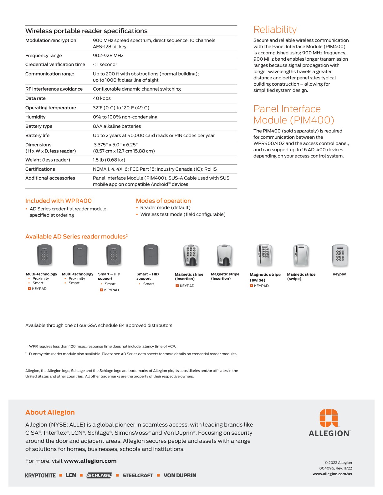 Allegion EAC Catalog