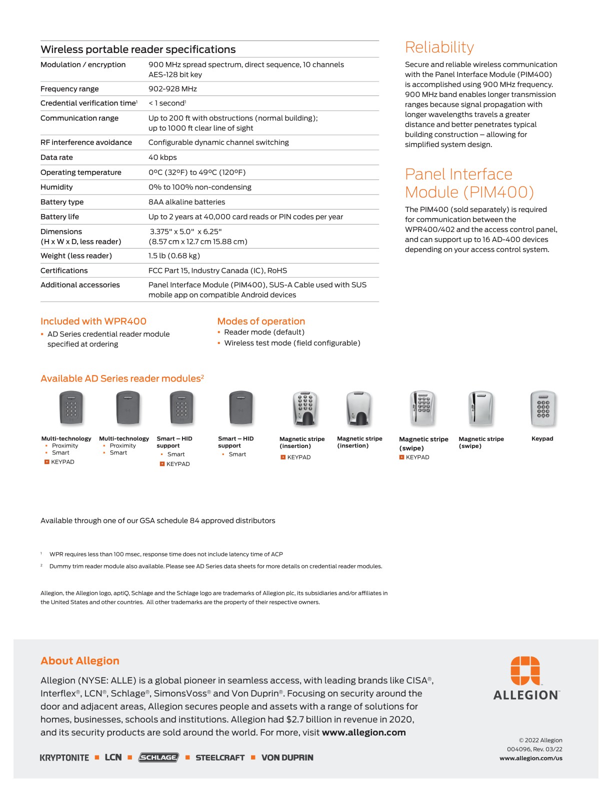 Allegion EAC Catalog