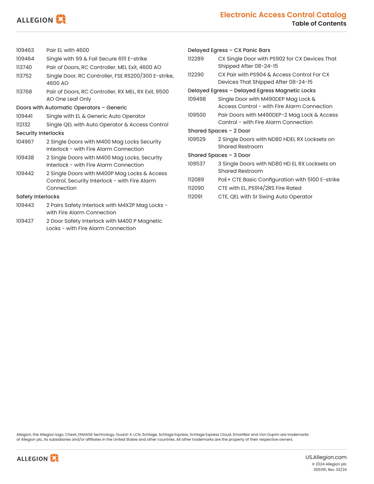 Allegion EAC Catalog