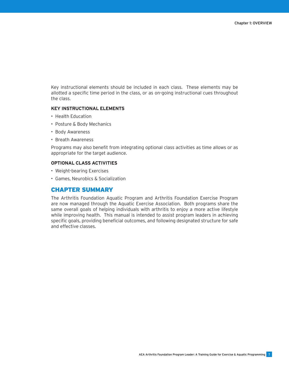 AEA Arthritis Foundation Program Leader A Training Guide for Exercise