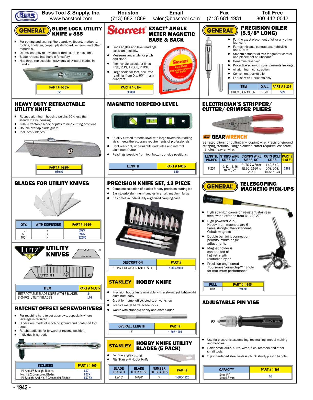 Bass Tool Catalog 2025