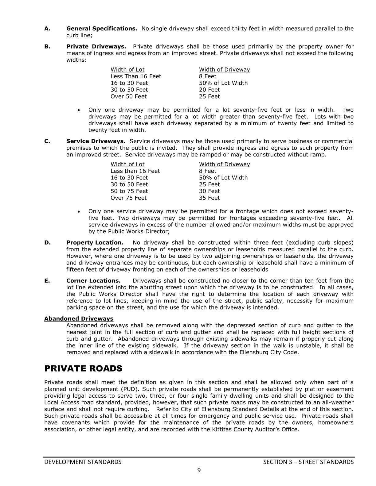 Public Works Development Standards