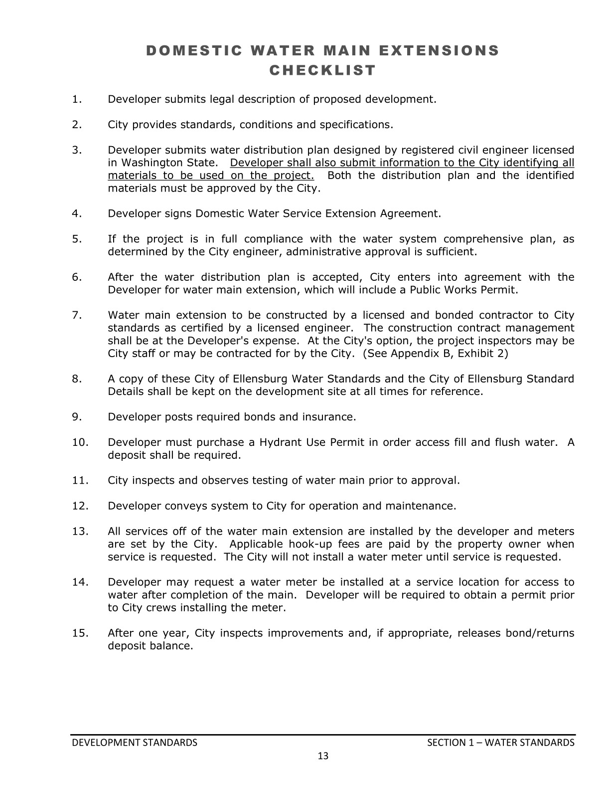 Public Works Development Standards