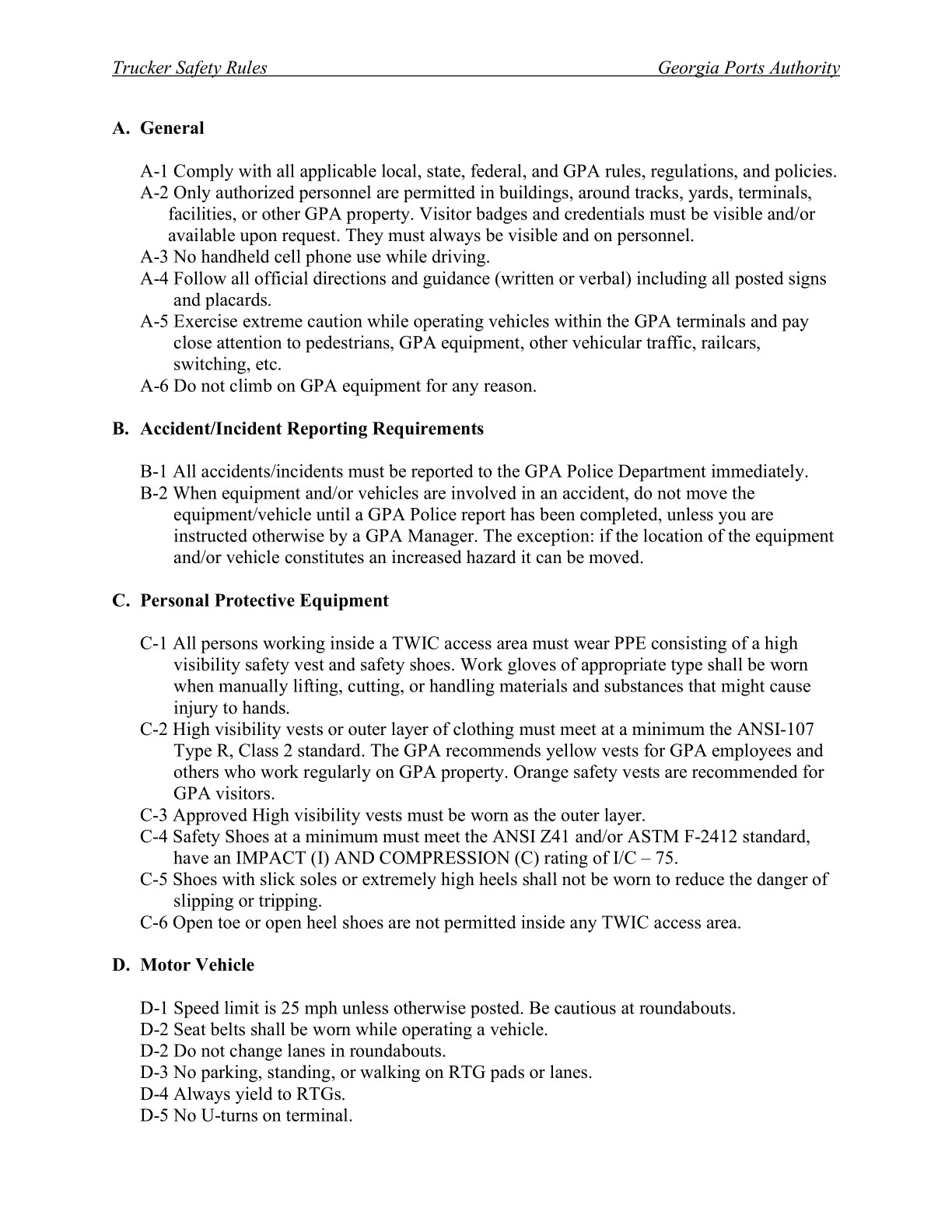 Trucker Safety Rules