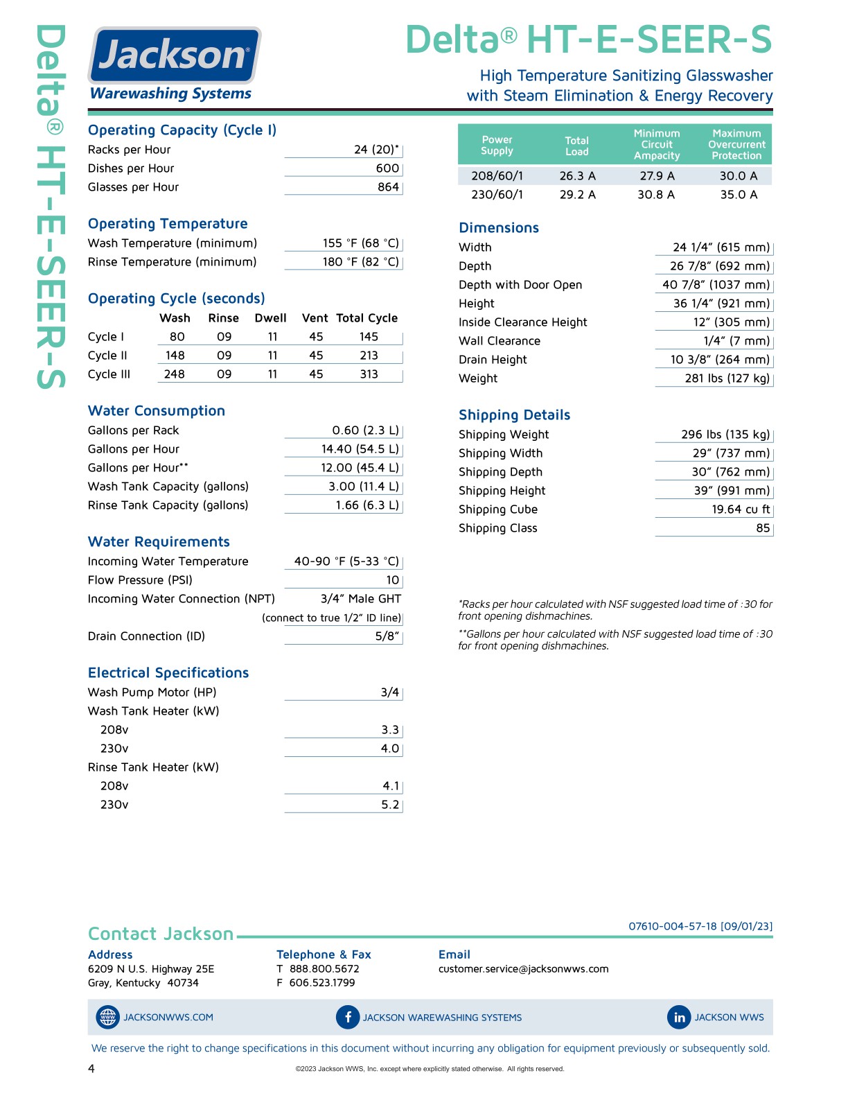 Delta HT-E-SEER-S Spec Sheet