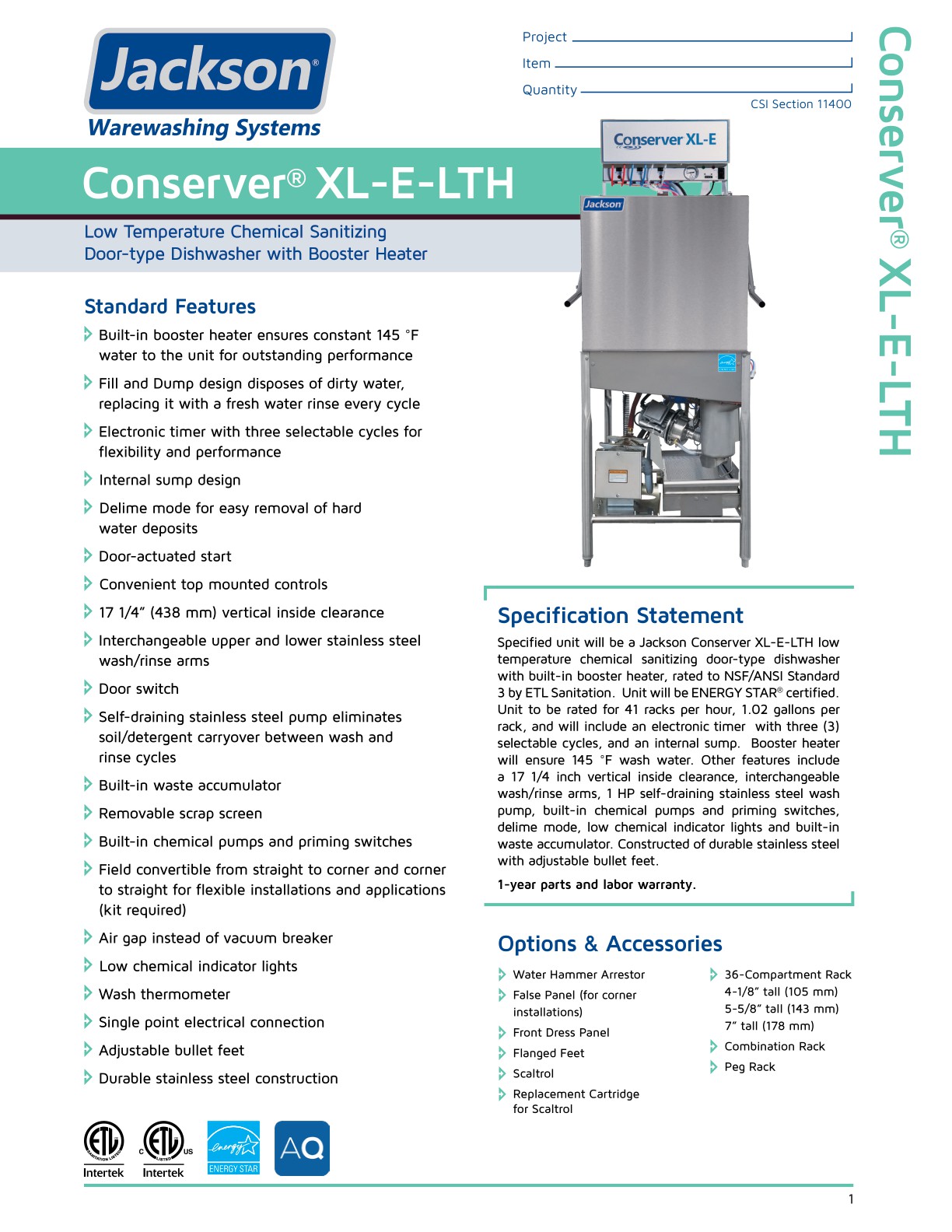 Conserver XLELTH Spec Sheet