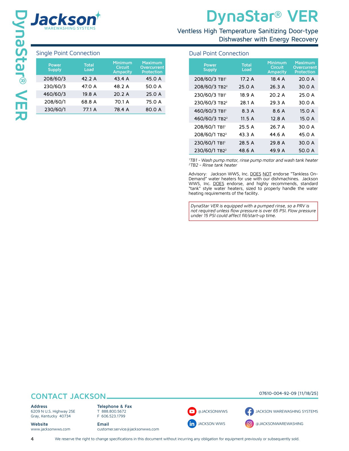 DynaStar VER Spec Sheet