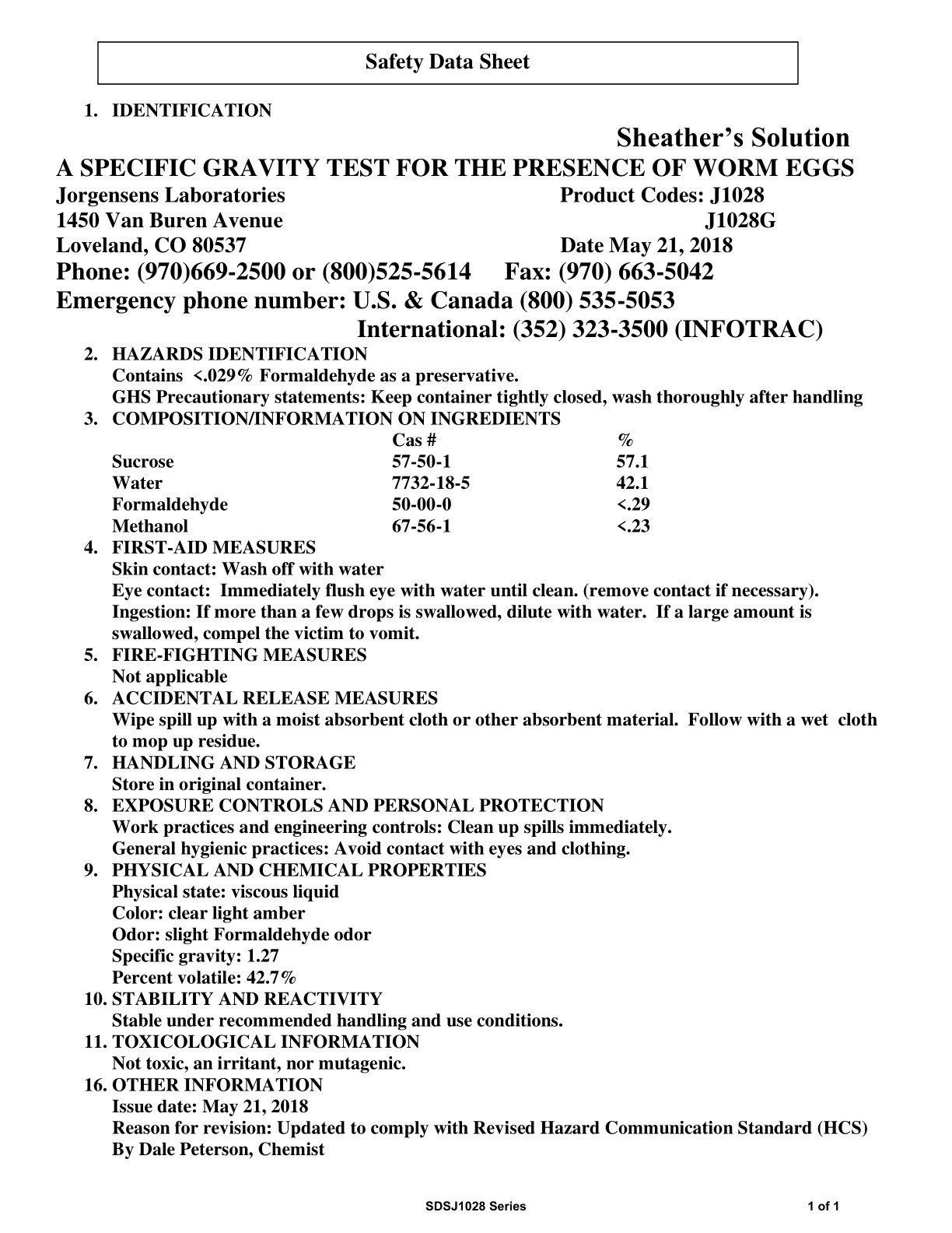 Sheather's Solution – SDSJ1028 Series