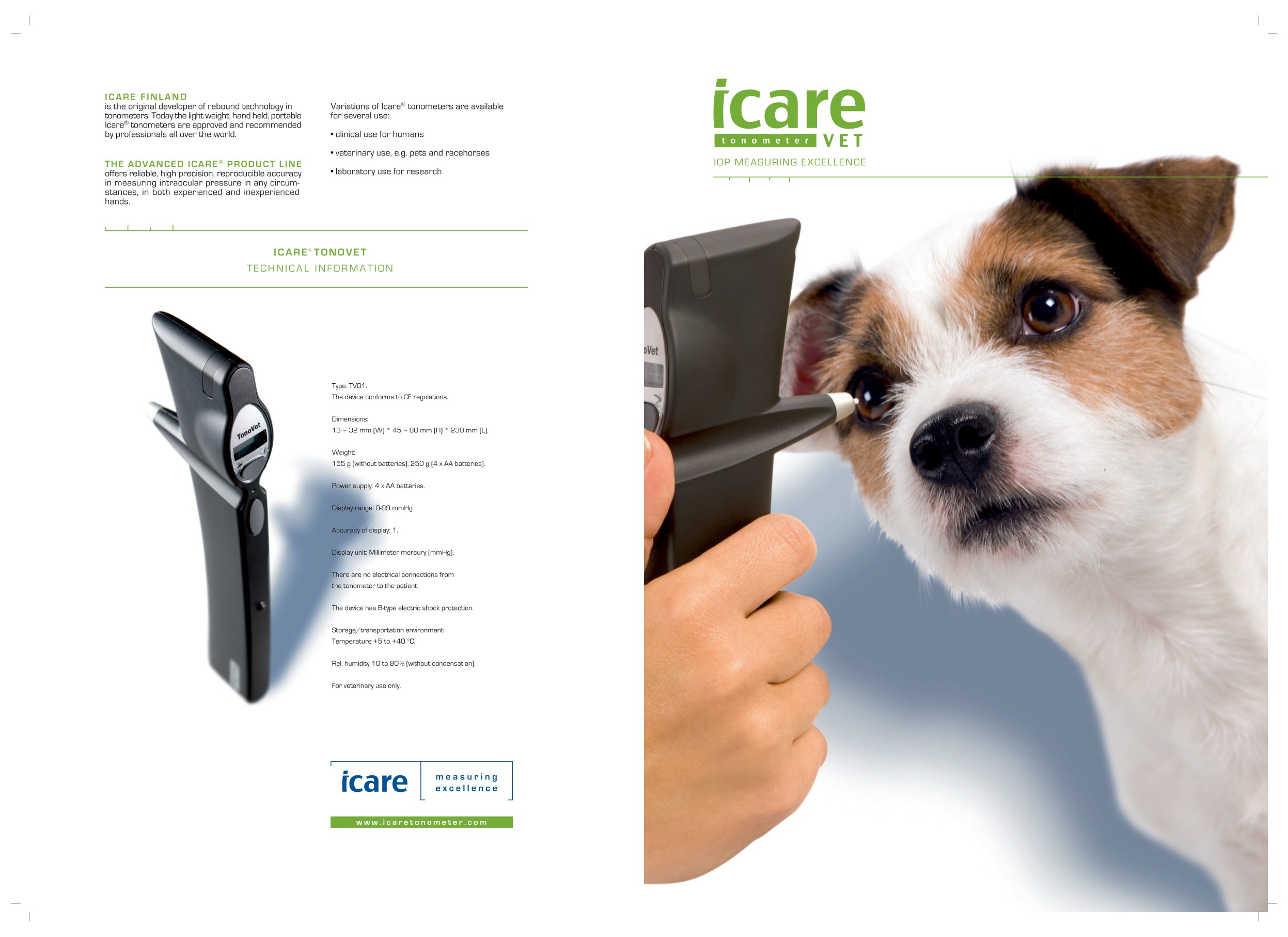 TONOVET Tonometer Brochure Literature – LITJ1000- 3