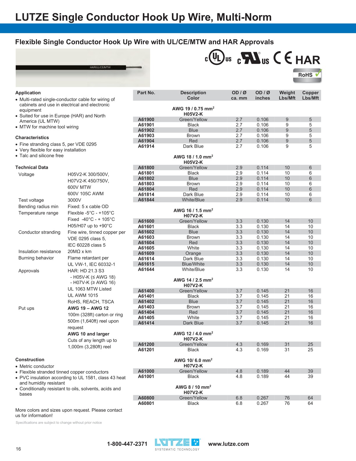 LUTZE Cable Solutions Catalog for Industrial Automation