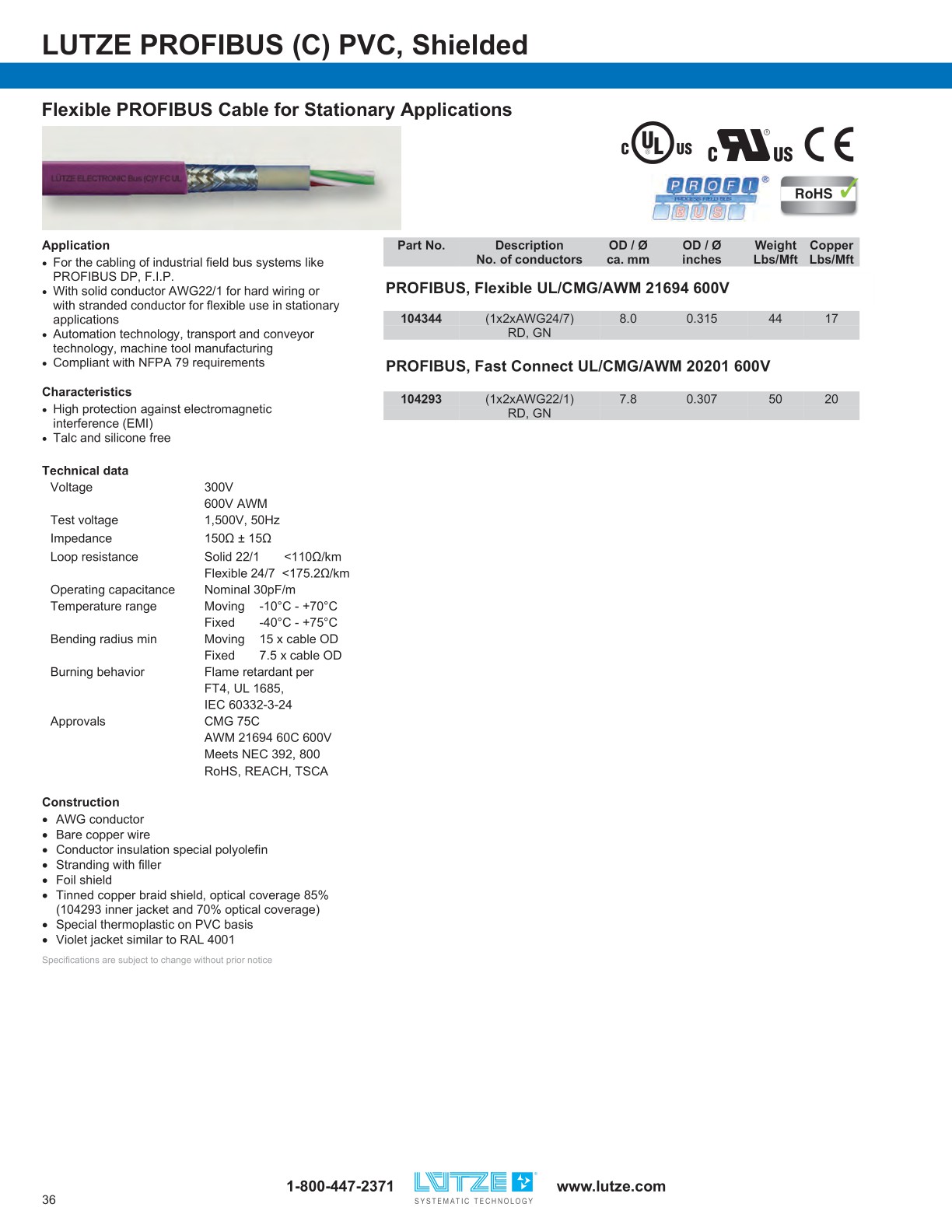 LUTZE Cable Solutions Catalog for Industrial Automation