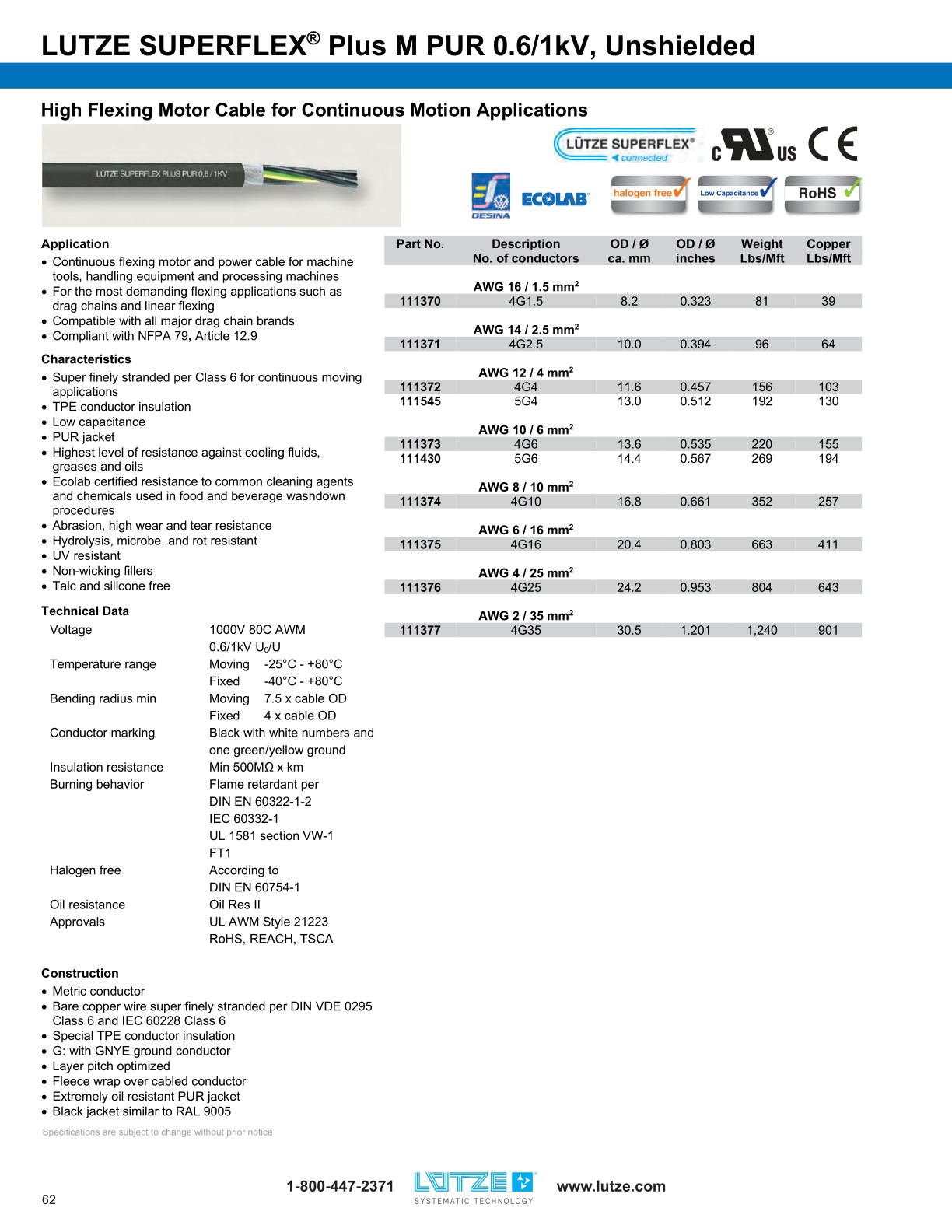 LUTZE Cable Solutions Catalog for Industrial Automation