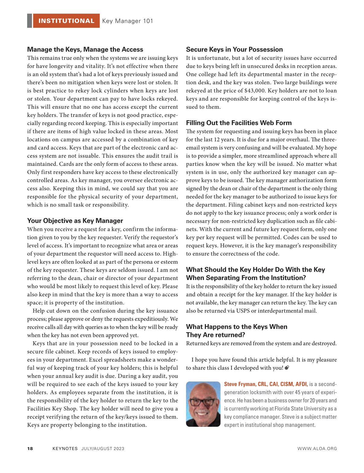 Keynotes July/August 2023