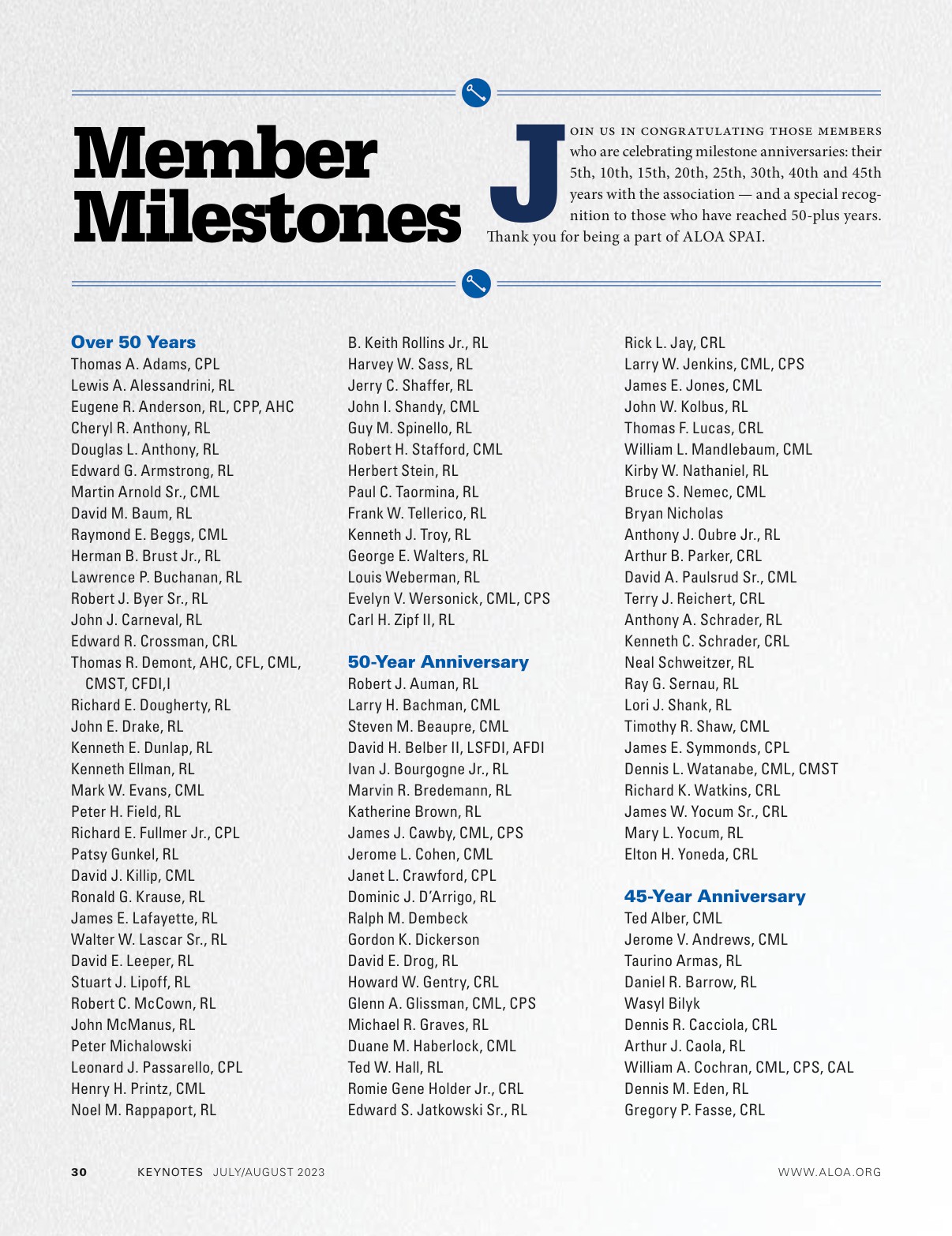 Keynotes July/August 2023