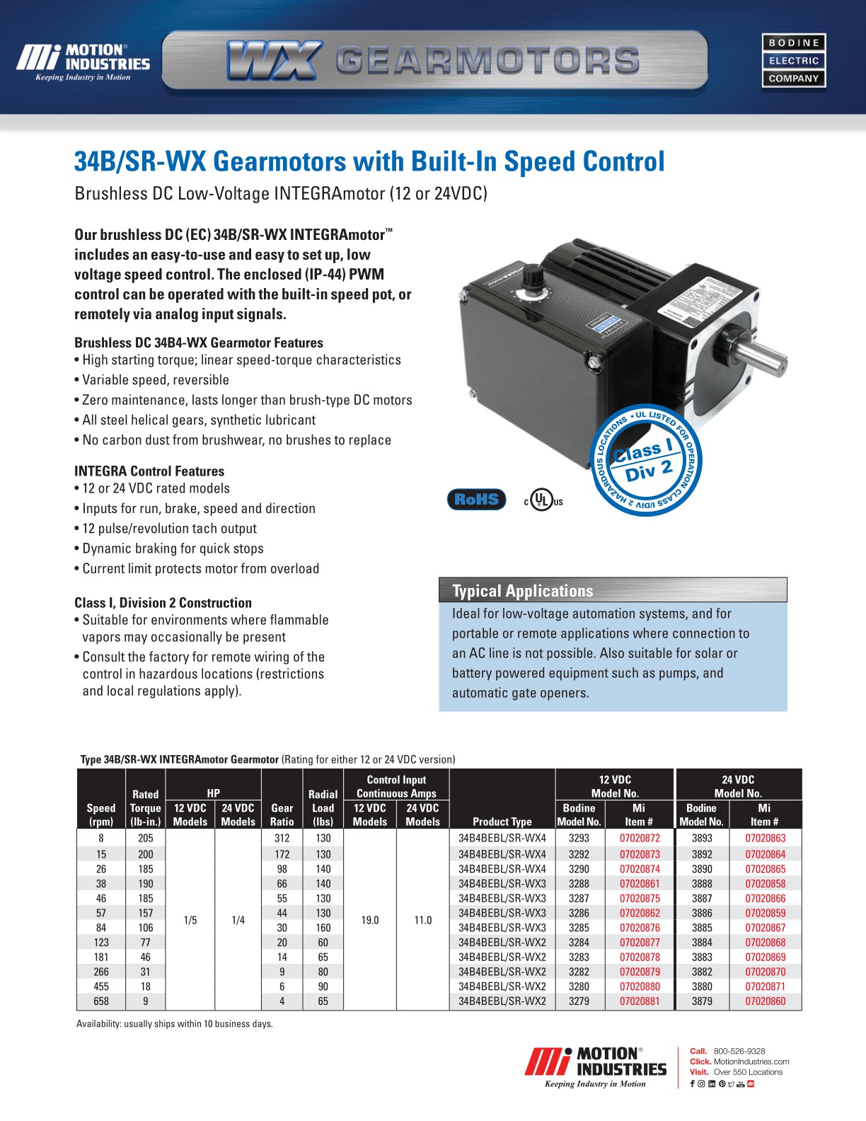 Bodine WX Gearmotors