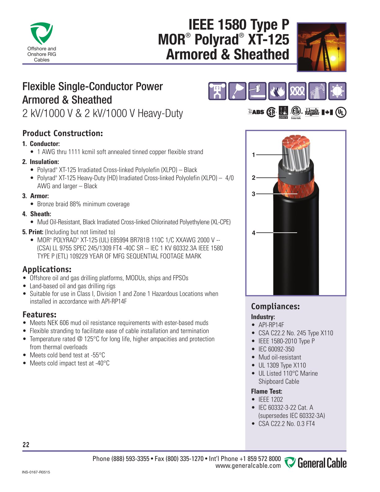Platform Rigging Cables Offshore & Onshore RIG Cable