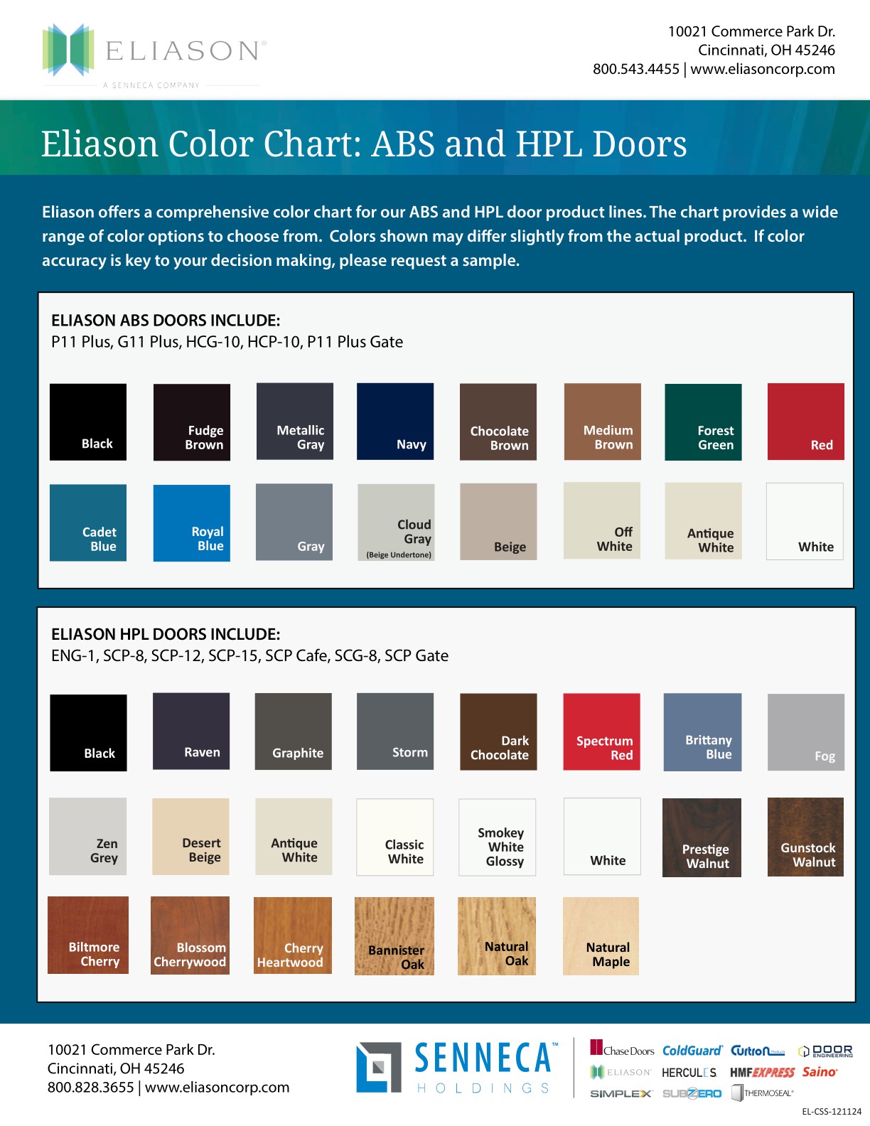 Eliason Doors Color Chart