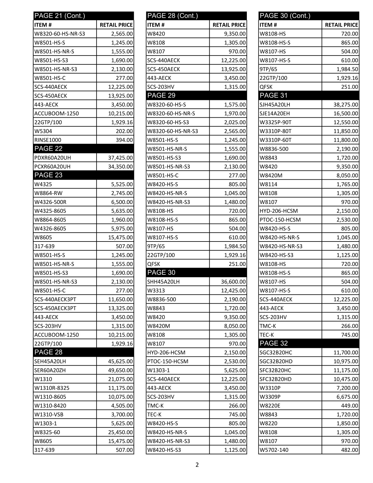 Wylie Catalog Price List